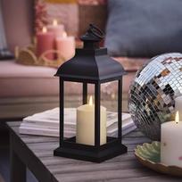 „Lights4fun“ 30 cm „Trentham“ lauko žibintas, juodos spalvos, su „TruGlow“ LED žvake, nuotolinio valdymo pultu ir laikmačiu, sodo žibintai, skirti naudoti lauke, atsparus oro sąlygoms juodas lauko žibintas