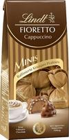 „Lindt Fioretto Minis Cappuccino“ šokoladas, 115 g. Apie 10 pieno šokoladukų su kapučino grietinėlės įdaru, įvyniojtų į traškų šokoladą. Šokoladinė dovana.