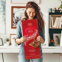 „Lindt Lindor XXL“ šokolado plytelė su asmeniniu užrašu – gimtadienio dovana vyrams ir moterims su 5 „Lindor“ šokolado plytelėmis