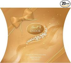 „Lindt“ šokoladas | „LINDOR“ auksinės spalvos mišinio rutuliukai, 250 g pakuotė, dovanų dėžutė