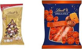„Lindt“ šokoladas „Christmas Chocolate Glamour“ maišelyje, trijų rūšių švelniai tirpstantys šokoladiniai rutuliukai, šokoladinė Kalėdų dovana, 268 g ir šokoladiniai „Speculatius Double Twist“ | 101 g