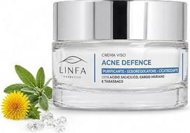 „Linfa Cosmetics“ veido kremas „Acne Defence“, skirtas riebiai ir spuogams linkusiai odai, su salicilo rūgštimi, šalaviju, kiaulpiene ir vitaminu E, drėkinantis ir blizgesį mažinantis kremas nuo spuogų, 50 ml