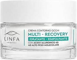 „Linfa Cosmetics“ „Multi-Recovery 4D“ akių kontūro kremas su 4D hialurono rūgštimi, planktonu, kofeinu ir vitaminu E, drėkinantis kremas nuo raukšlių, skirtas patinimams ir tamsiems ratilams mažinti, 30 ml