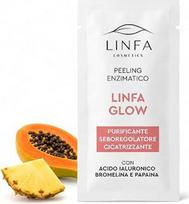 „Linfa Cosmetics“ „Linfa Glow Enzyme Face Peel“ – švelnus veido šveitiklis su papainu, bromelainu, papaja, ananasais ir niacinamidu, skirtas spindinčiai ir lygią odai, 7 ml x 10
