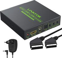 „LiNKFOR“ SCART į HDMI keitiklis, SCART + HDMI į HDMI keitiklio adapteris, HDMI į HDMI keitiklis, palaikantis 480I (NTSC)/576I (PAL) į 720P/1080P HDMI signalą, skirtas HDTV, STB, PS3, „Sky“, „Blu-ray“ ir DVD