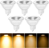 „Linkind“ reguliuojamo ryškumo GU5.3 LED lemputė, 5,5 W, atitinkanti 50 vato galią, 2700 K šilta balta, 12 V kintamosios/nuolatinės srovės MR16 LED atšvaito tipo GU5.3 prožektorius, 36° spinduliavimo kampas, 465 lm LED lemputė MR16, 5 vnt. pakuotė (2 vnt.