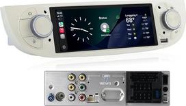 „Linux“ automobilių radijas, skirtas „FIAT 500“ (2007–2015 m.) su belaidžiu „CarPlay“ ir „Android Auto“, 2 sekundžių įjungimas, fiziniai reguliavimo rankenėlės, originali garso sistema, „Plug & Play“ ISO jungtis, baltos spalvos
