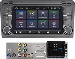 „Linux“ automobilių radijo programinės įrangos atnaujinimas „Audi A3 S3 RS3 8P“ (2003–2012 m.) su belaidžiu „CarPlay“ / „Android Auto“ / „Bluetooth“ / AM / FM / RDS / USB