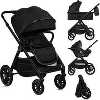 „Lionelo Layla“ 3-in-1 vežimėlis (0–4 metai, 0–22 kg) kelionės komplektas | Su „i-Size“ kūdikių sėdynėle (40–87 cm), kūdikių vonele ir sportine sėdynėle, gulimojo padėties funkcija, amortizacija, PU ratais, UPF 50+ apsauginiu gaubtu