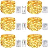 „litogo“ 6 vnt. LED girliandų rinkinys su baterijomis ir nuotolinio valdymo pultu, 10 m, 100 LED