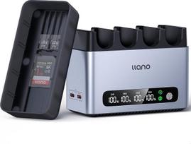 „llano“ EN-EL15C akumuliatoriaus greitojo įkrovimo įrenginys, 65 W, 4 lizdai, CNC apdirbtas aliuminis, USB-C dėžutė | Skirta „Nikon“ Z8, Z7II, ZF, Z6III, Z7, Z6II, Z6, D850, D810A, D7500, D750, D7200, D7100; LED indikatorius, 2 SD kortelių lizdai, magneti