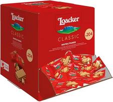 „Loacker Classic Napolitaner“ didmeninė pakuotė – 204 vafliai – supakuoti atskirai | Traškūs mini vafliniai sausainiai – skanus lazdyno riešutų kremo įdaras – stendas biurui, mokyklai ir renginiams – natūralūs, be priedų