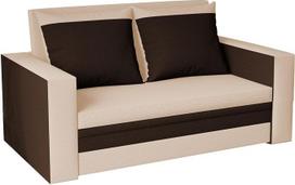„Loft“ sofa su miego funkcija ir daiktų dėže, dvivietė sofa, sofa-lova su pagalvėmis, aukščiausios kokybės audinys, 150 x 80 x 83 cm, kreminė/ruda