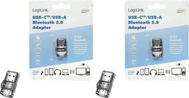 „LogiLink BT0054“ – „Bluetooth 5.0“ adapteris, USB 3.2, USB-A ir USB-C, skaidrus, „Mini“ (2 vnt. rinkinys)