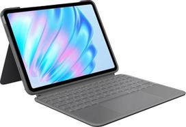 „Logitech Combo Touch“ klaviatūros dėklas, skirtas „iPad Air“ 11 colių (M2, M3 ir M4) | Skirtas „iPad Air“ (5-osios kartos) – nuimama klaviatūra su apšvietimu ir laikikliu, vokiškas QWERTZ išdėstymas – pilkos spalvos
