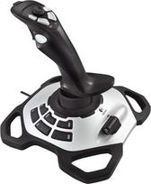 „Logitech G Extreme 3D Pro“ vairasvirtė su sukamuoju rankenėliu, 12 programuojamų mygtukų, 8 krypčių kryžminis jungiklis, tvirtas pagrindas, greito šaudymo gaidukas, USB jungtis, kompiuteris, juoda / sidabrinė | Vairasvirtė su sukamuoju rankenėliu, 12 pro