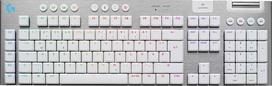 „Logitech G G915 X LIGHTSPEED“ belaidė plokščia žaidimų klaviatūra | „Double-Shot“ PBT klavišų dangteliai, programuojami mygtukai, RGB apšvietimas, „GL Brown Tactile“ klavišai, suderinama su PC ir Mac, DEU QWERTZ – balta