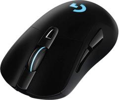 „Logitech G703 LIGHT SPEED“ belaidė žaidimų pelė su „HERO“ 16 000 dpi jutikliu, belaidžiu ryšiu, „LIGHTSYNC RGB“ technologija, suderinama su „POWERPLAY“, sverianti vos 95 g, juodos spalvos – vokiškoje pakuotėje