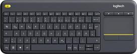 „Logitech K400 Plus Touch“ belaidė klaviatūra, juoda (QWERTZ, vokiškas klaviatūros išdėstymas)