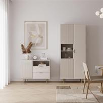 „Lomadox Living“ baldų komplektas „Cashmere“ (4 dalys): 1 moderni vitrina, 1 komoda