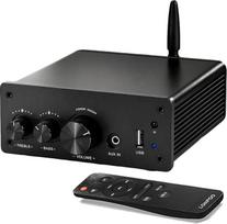 „LONPOO“ 200 W „Mini Bluetooth Hi-Fi“ stiprintuvas, 2 kanalų garso sistema namams | Optinis, COAX, USB, AUX įėjimai, integruotas „Class D“ garso stiprintuvas, 2.0 kanalų L/R išėjimas į garsiakalbius, su nuotolinio valdymo pultu
