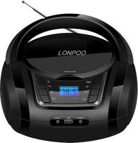 „Lonpoo“ nešiojamasis CD grotuvas „Boombox“, 2 x 2 W, aiškus stereofoninis garsas, maitinimas iš kintamosios ir nuolatinės srovės