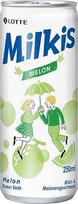 „Lotte Milkis“ melionų gėrimas, 250 ml – korėjietiškas gazuotas gaivusis gėrimas su melionų skoniu iš Pietų Korėjos
