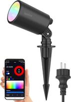 „Luminea Home Control LED“: „Wi-Fi“ sodo prožektorius, RGB ir CCT, 7 W, 520 lm, IP65, valdymas per programėlę, metalinis korpusas (augalų apšvietimas, LED sodo prožektorius su į žemę įsmeigiamu strypu, RGBW)