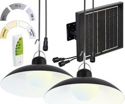 „Lunartec Solar“ LED dvigubas pakabinamas šviestuvas, 2 x 105 lm, baterija, laikmatis, šilta balta/balta (montuojamas prie lubų)