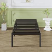 „Lutown“ paauglių metalinė lova 90 x 200 cm su apvaliomis kojomis, 46 cm aukščio lovos rėmas, viengulė lova su metaliniu grotelių rėmu, juoda