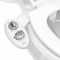 „Luxe Bidet Neo 120“ – savaiminio valymo purkštukas – mechaninis bidė priedas tualetui, veikiantis švariu vandeniu, be elektros (baltas ir baltas) | Be elektros, vienas purkštukas, savaiminis valymas, reguliuojamas vandens slėgis, užpakalinis plovimas