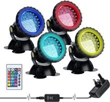 „Lychee“ LED apšvietimo sodo tvenkinio lempa, RGB akvariumo lempa, nuotolinio valdymo povandeninis prožektorius, IP68 atsparus vandeniui, skirtas sodo tvenkinio ir akvariumo apšvietimui, ES kištukas (4 vnt. rinkinys)