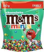 „M&M's Minis“ šokoladiniai pupelės, mini formato su spalvingu cukraus apvalkalu, 310 g | Mažos spalvingos šokoladinės pupelės praktiško mini formato – puikiai tinka dalytis biure, kelionėje arba kaip saldus užkandis