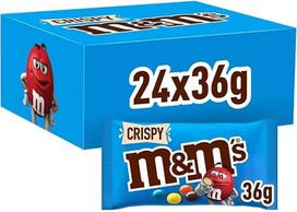 „M&M's“ traškūs šokoladiniai dražė su pūstais ryžiais, 24 maišeliai po 36 g šokoladinių saldainių, iš viso 864 g, NAUJA versija