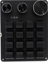 „Macro Pad“, programuojama klaviatūra su 16 klavišais, 3 individualiai nustatomais reguliatoriais ir 3 lygiais, kompaktiška laidinė mechaninė klaviatūra (juoda)