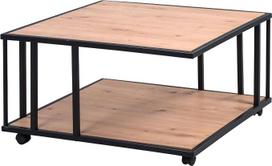 „M2 Kollektion Paris 2“ modernus šoninis staliukas iš „Artisan Oak“ medžio, 75 x 41 x 75 cm, juodas metalinis rėmas su lentynėle ir ratukais, modernus pramoninis dizainas, lengvai prižiūrimas ir stabilus
