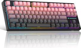 „MageGee LIGHT87“ belaidė klaviatūra su „Creamy“ sandarinimo struktūra, RGB apšvietimu, 2,4 GHz / USB-C / BT 5.0, mechaninė žaidimų klaviatūra su „Hot Swap“ funkcija, skirta „Windows“, „Mac“ ir „PC“ kompiuteriams, 8000 mAh baterija, šoninė