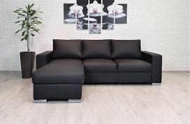 „Mallorca“ kampinė sofa iš tikros odos, 245 x 170 cm, sofa su miego funkcija ir daiktų dėže, kampinė sofa iš tikros odos (kairysis kampas, 164 x 245 cm), juoda