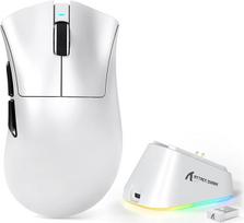 „MAMBASNAKE x Attack Shark V3PRO“ belaidė žaidimų pelė su magnetine įkrovimo baze, „PAW3311“ jutikliu, „BT“ / 2,4 GHz / „USB-C“, sverianti 62 g, su 500 mAh baterija, 25 000 DPI „Lightspeed“ – skirta žaidėjams ir biurui, suderinama su PC ir „Mac“ – balta
