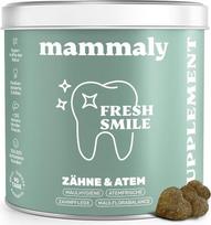 „mammaly“ „Fresh Smile“ dantų priežiūros rinkinys su jūros dumbliais ir dumblių aliejumi (iki 60 dienų) | Su 120 užkandžių, skirtų dantų akmenims ir nemaloniam kvapui iš burnos pašalinti – su cinku, probiotikais – skirtas dantų apnašoms – DLG sertifikuota