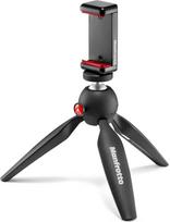 „Manfrotto“ MKPIXICLMII-BK mini trikojis su universaliu išmaniojo telefono laikikliu, pagamintas Italijoje, skirtas „iPhone“ su dėklu arba be jo, CSC, vlogams ir vaizdo įrašams, juodos spalvos