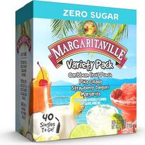 „Margaritaville Singles to Go“ gėrimų mišinys, įvairių skonių rinkinys, sudėtyje 4 skoniai: „Caribbean Fruit Punch“, „Pina Colada“, „Strawberry Daiquiri“ ir „Margarita“, 1 dėžutė (40 atskirų porcijų)