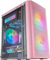 „Mars Gaming“ MC300P „microATX“ kompiuterio korpusas, rožinis, grūdintas stiklas, tinklinis priekinis skydelis, 3 „FRGB“ ventiliatoriai