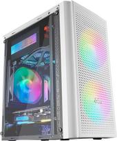 „Mars Gaming“ MC300W „microATX“ kompiuterio korpusas, baltas, grūdintas stiklas, tinklinis priekinis skydelis, 3 „FRGB“ ventiliatoriai