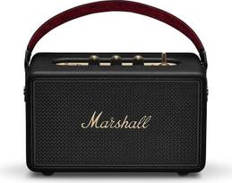 „Marshall Kilburn III“ nešiojamas „Bluetooth“ garsiakalbis, kurio grojimo trukmė viršija 50 valandų – juodos ir žalvario spalvos