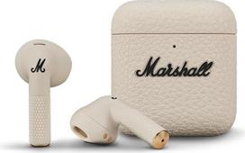 „Marshall Minor IV“ vandeniui atsparios belaidės „Bluetooth“ ausinės su daugiau nei 30 valandų grojimo trukme (kreminės spalvos)