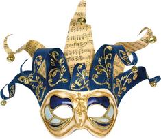 „Maskworld“ „Jolly Colombina“ Monica, balta ir mėlyna Venecijos kaukė, tradicinė, rankų darbo, „Carnevale di Venezia“
