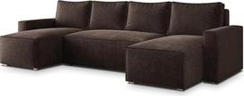 „Masseno ASPRA LM“ kampinė sofa su miego funkcija, U formos, klasikinė sofa su lovos dėže, svetainės sofa, sofos komplektas – ruda, LUMO 40