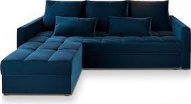„Masseno Kronos 09 KOS PIK“ kampinė sofa su miego funkcija, L formos, sofa su daiktų dėže, svetainės sofa, sofos komplektas, mėlyna,