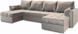 „Masseno NAKO Paros 02“ kampinė sofa su miego funkcija, U formos, sofa su daiktų dėže, svetainės sofa, sofos komplektas, smėlio spalvos,